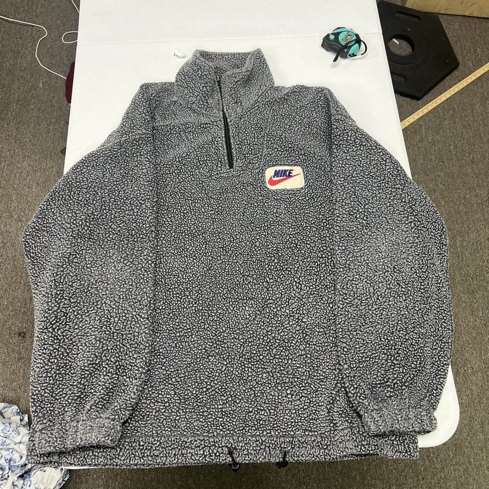 90s Nike parkinglot boot Fleece Pullover Mens XL Grey Vintage Sherpa Quarter Zip